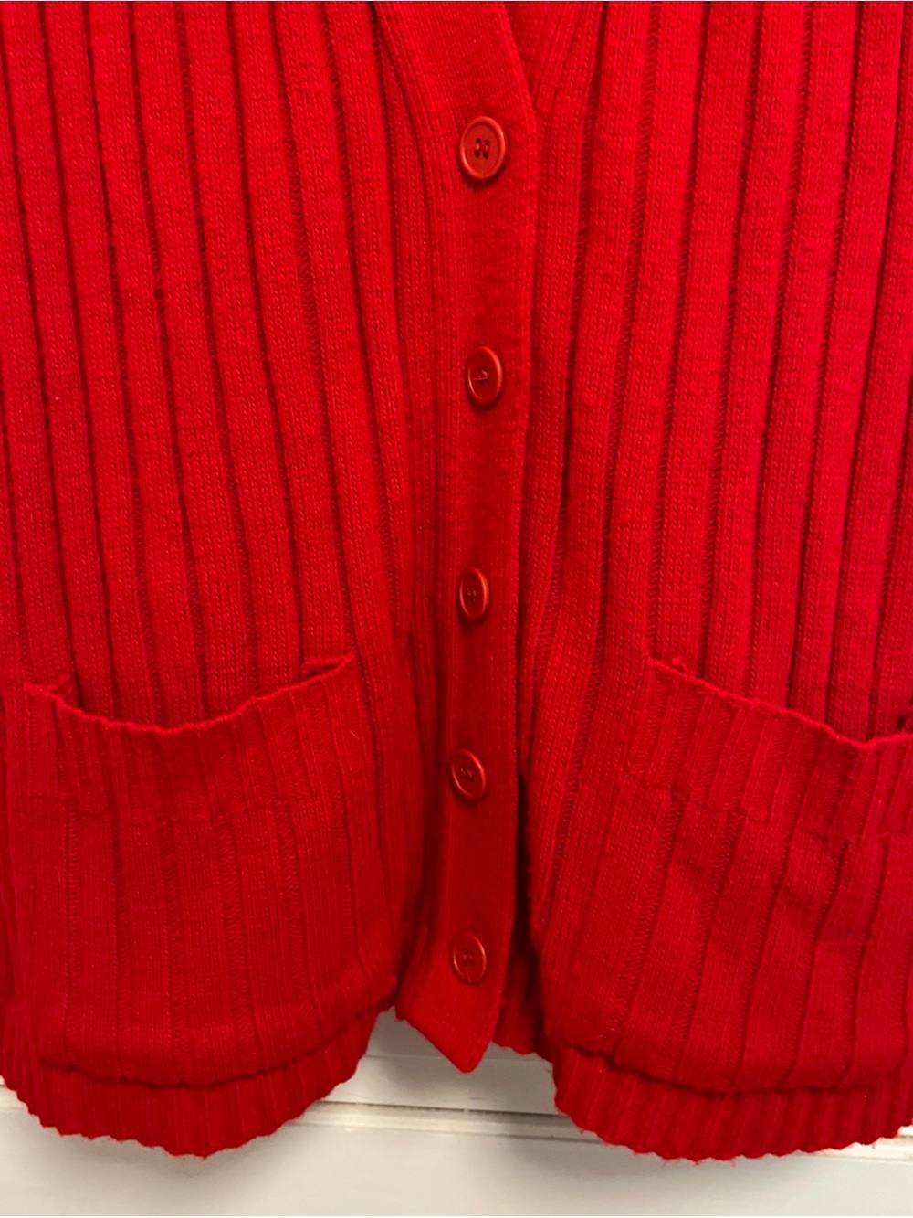 Red Ribbed Button-Front Sweater Vest - Picture 3 of 8